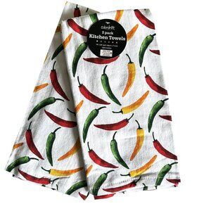 Colordrift 2 Pc. Kitchen Towel Set Peppers Red Yellow Green Cinco De Mayo